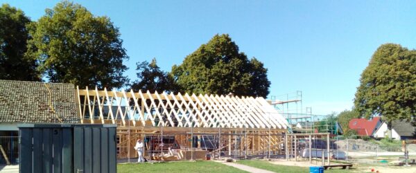 Holzrahmenbau für eine neue Dachkonstruktion